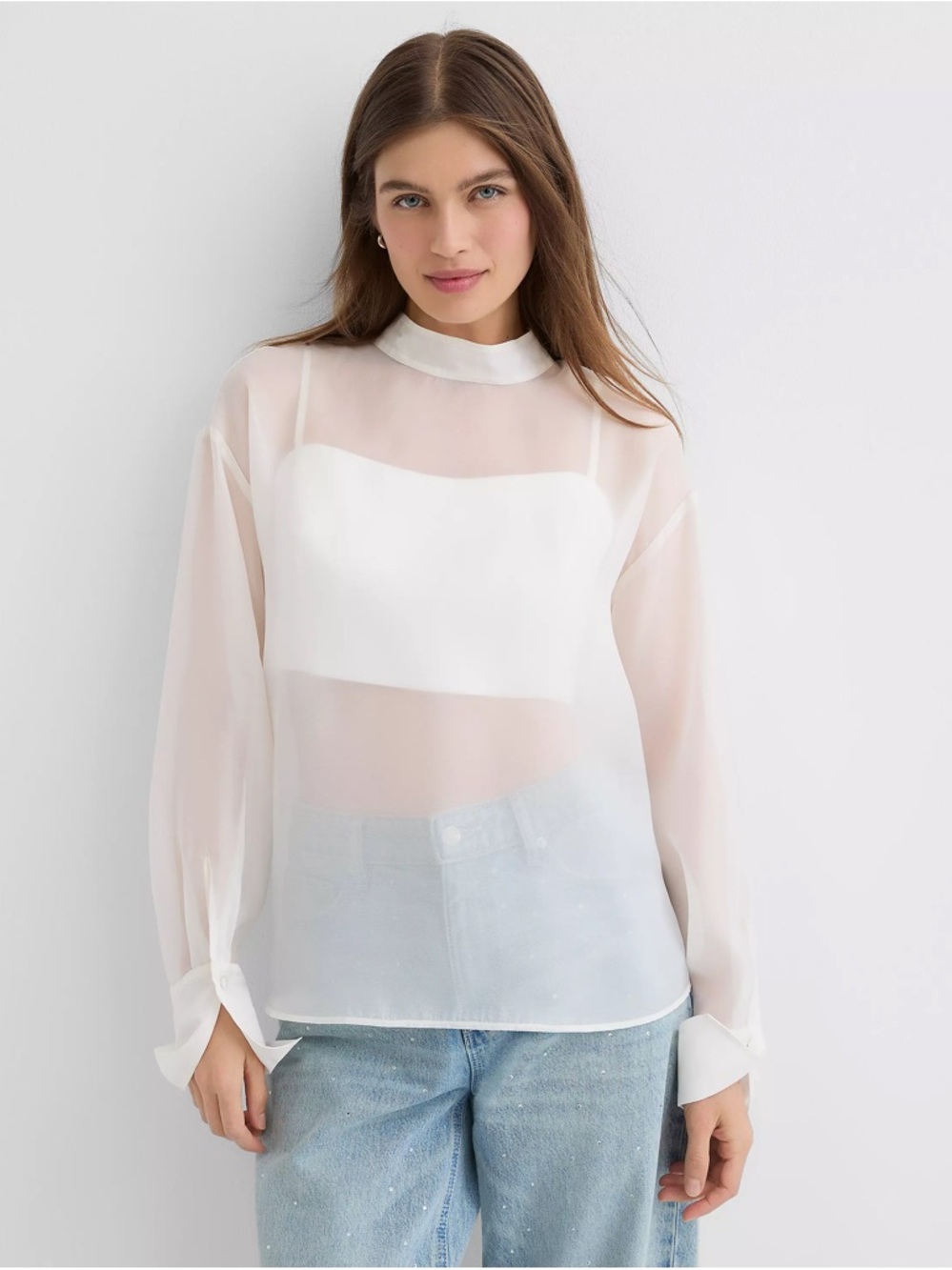 Loft Satin Cami Mock Neck Blouse